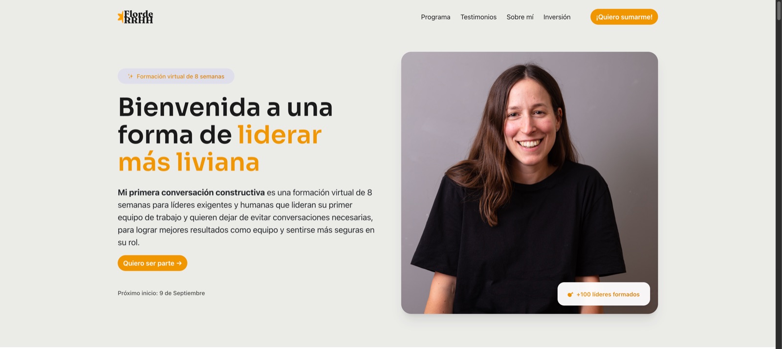 Sitio del programa de liderazgo de Flor de RRHH