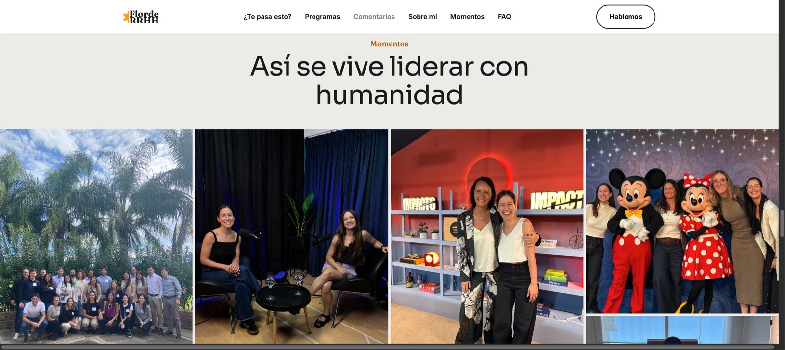 Sección Sobre mí del sitio de Flor de RRHH